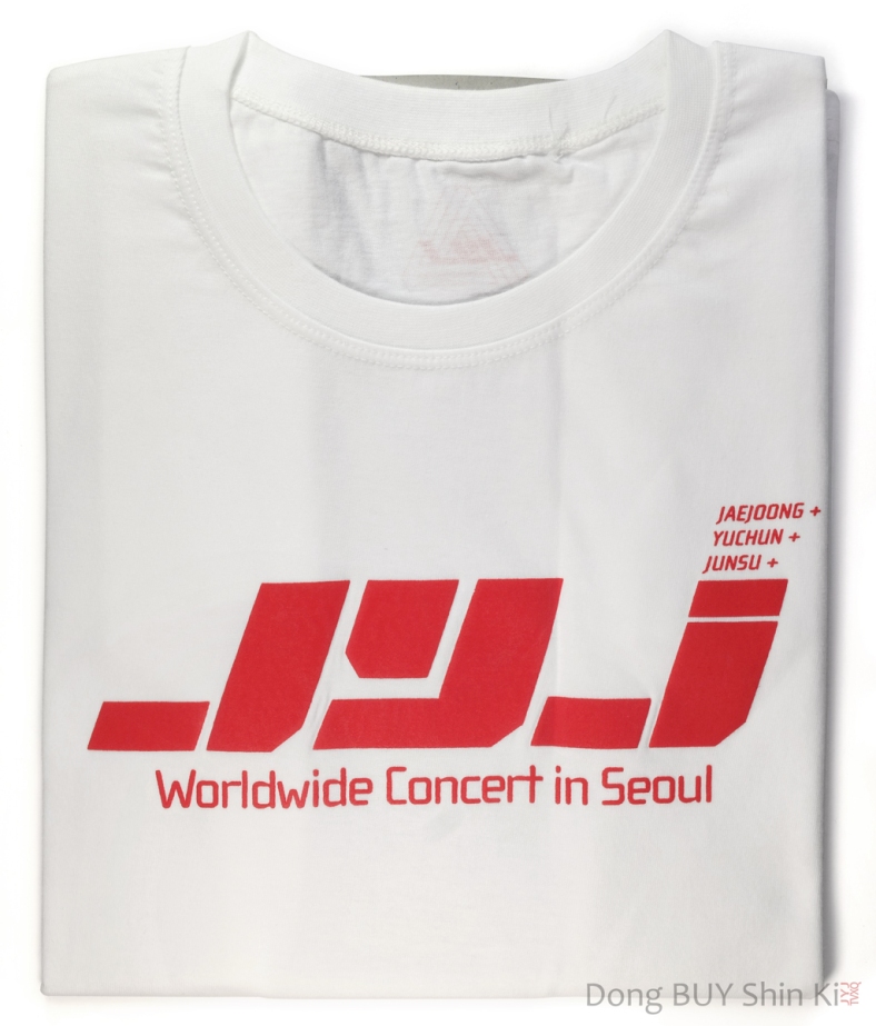 Kpop unboxing t-shirt Worldwide Concert in Seoul Jaejoong Yoochun Yuchun Junsu white shirt red print